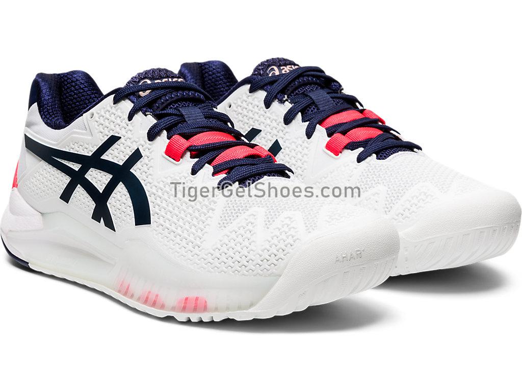 Asics GEL-Resolution 8 White/Peacoat 1042A072-103 Womens Tennis Shoes