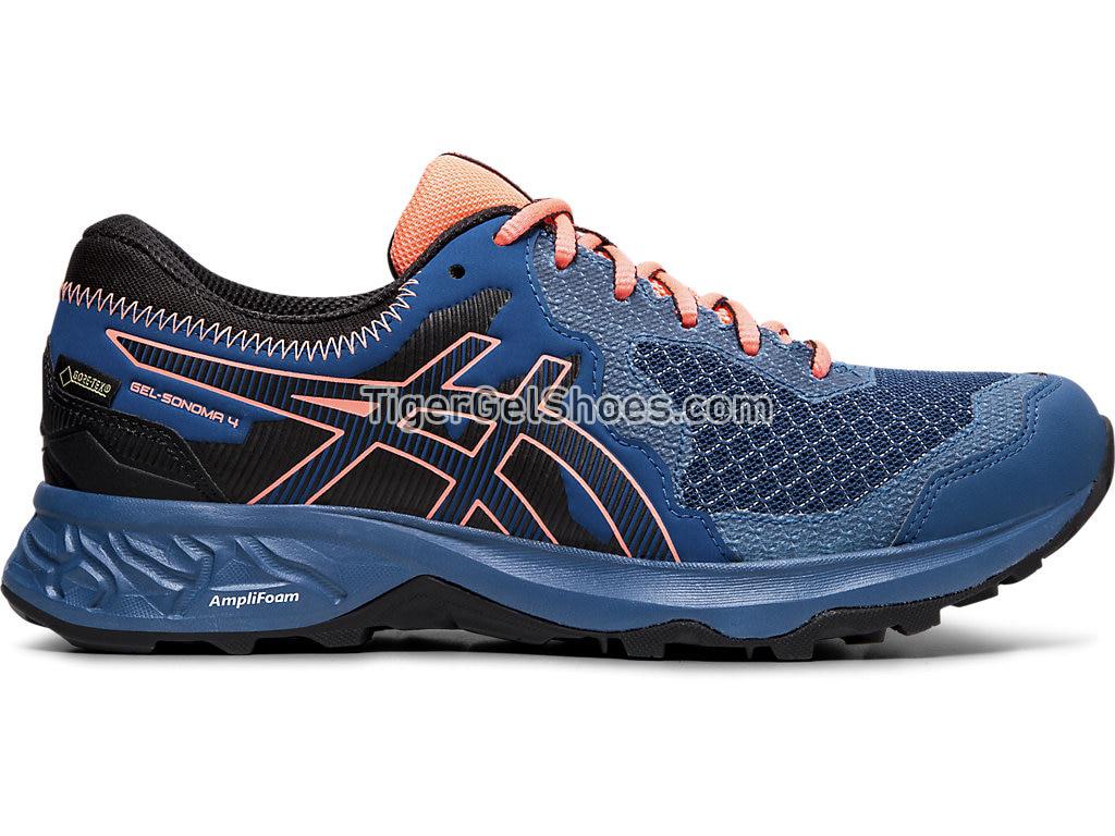 Asics GEL-SONOMA 4 G-TX Mako Blue/Sun Coral 1012A191-400 Womens Trail Running Shoes