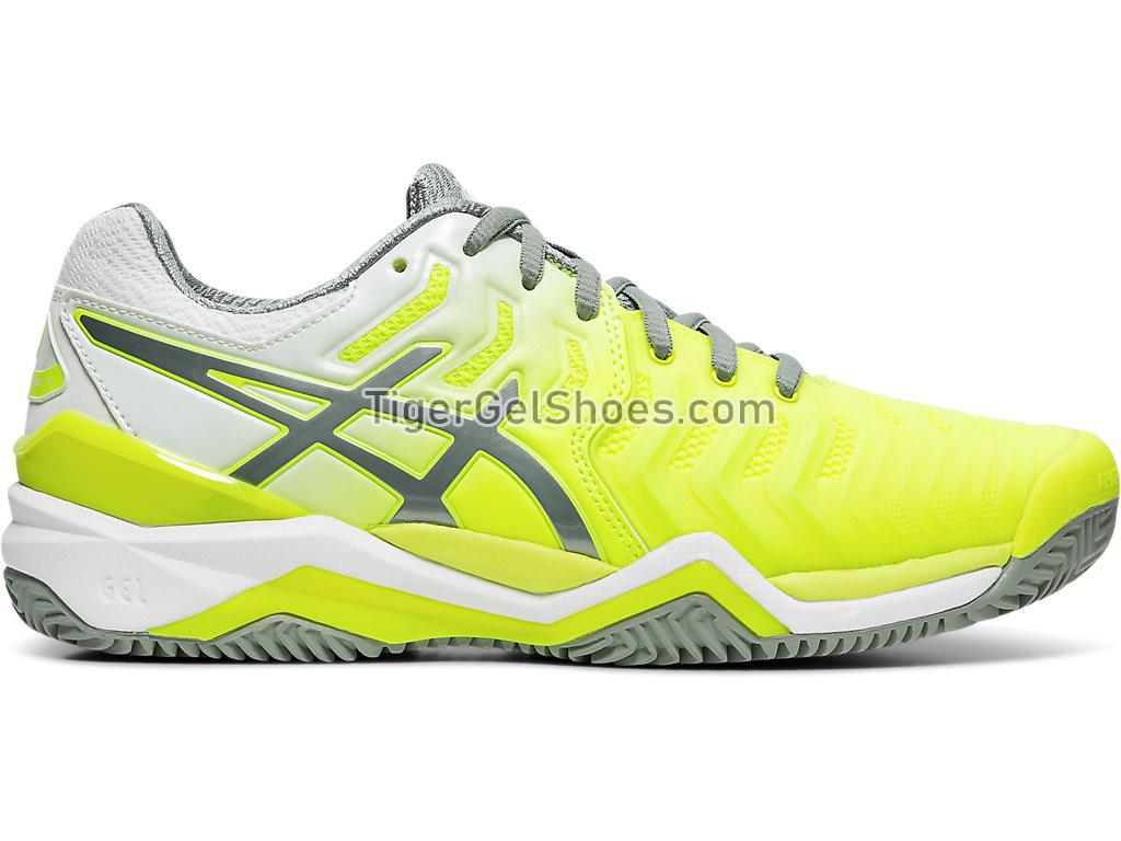 Asics GEL-Resolution 7 Clay Court Safety Yellow/Stone Grey E752Y-750 Womens Tennis Shoes