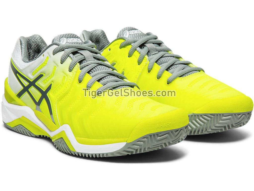 Asics GEL-Resolution 7 Clay Court Safety Yellow/Stone Grey E752Y-750 Womens Tennis Shoes