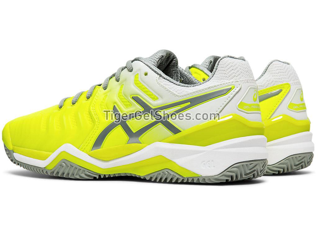 Asics GEL-Resolution 7 Clay Court Safety Yellow/Stone Grey E752Y-750 Womens Tennis Shoes