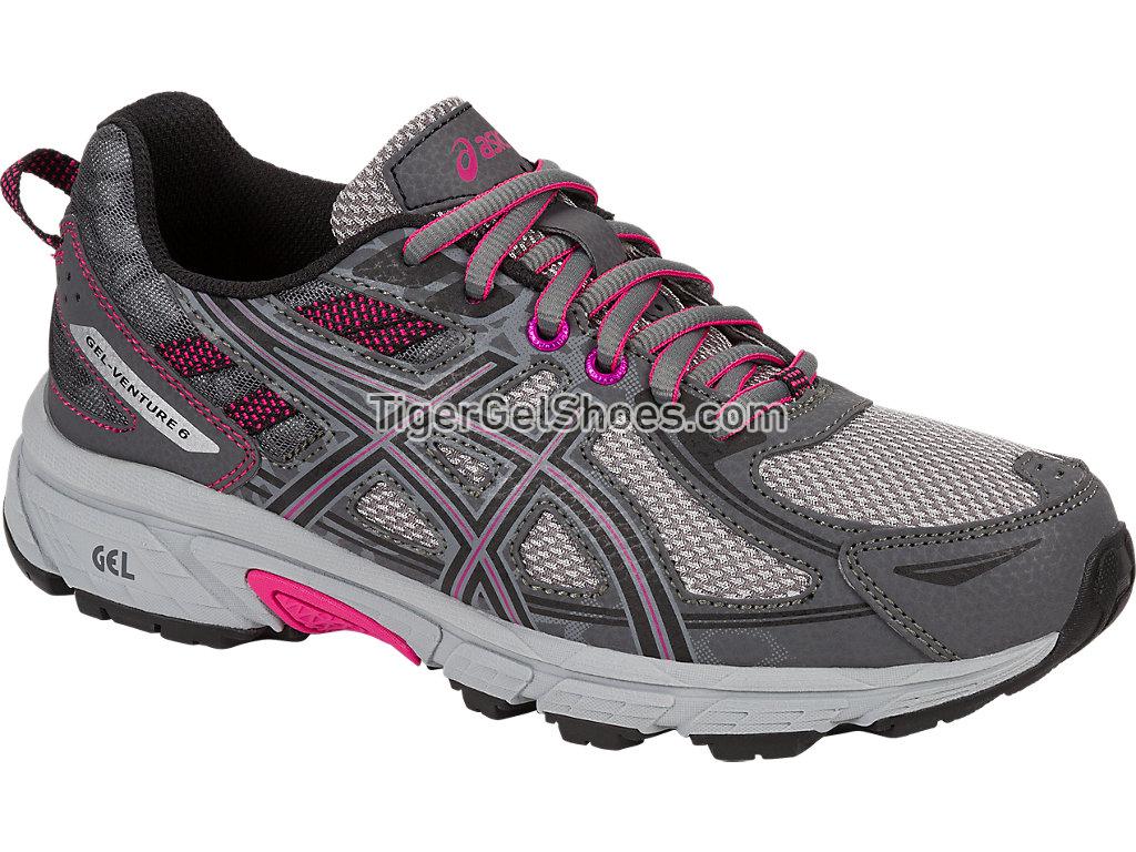 Asics GEL-Venture 6 Carbon/Black/Pink Peacock T7G6N-9790 Womens Trail Running Shoes