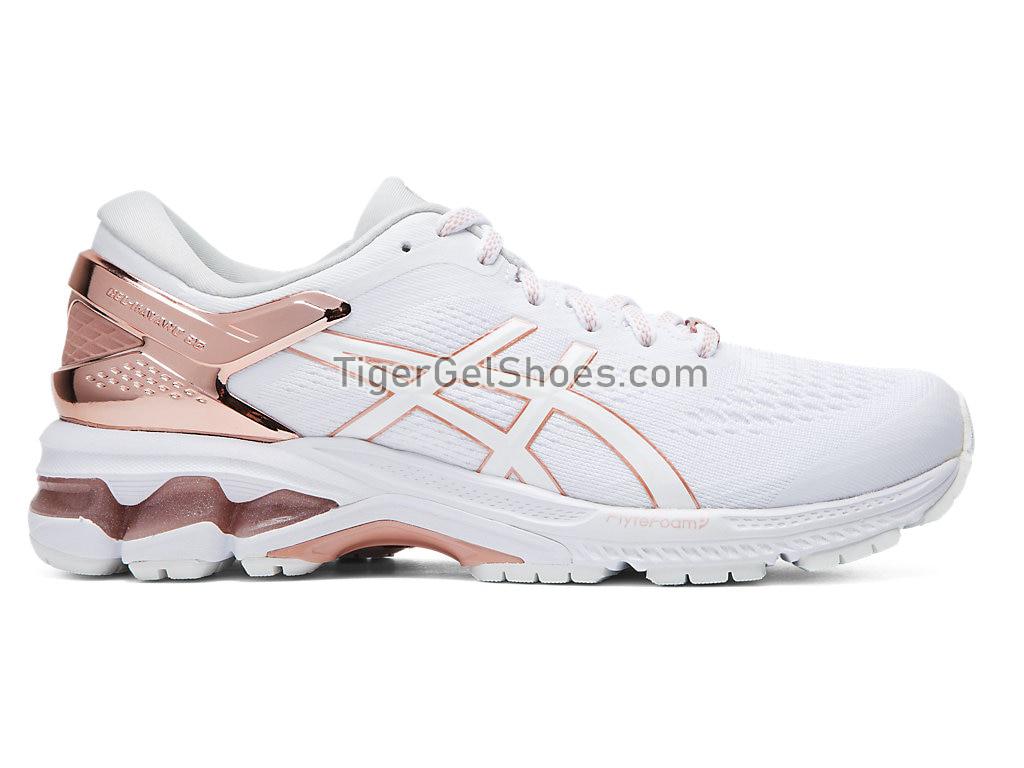 Asics GEL-KAYANO 26 PLATINUM White/Rose Gold 1012A749-100 Womens Running Shoes