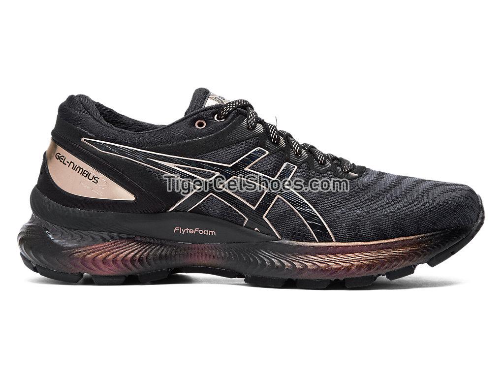 Asics GEL-Nimbus 22 Platinum Black/Pure Gold 1012A664-001 Womens Running Shoes