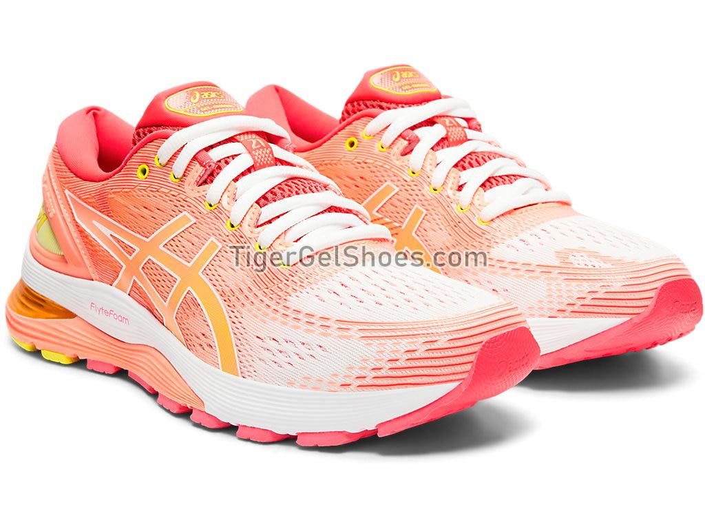 Asics GEL-NIMBUS 21 SP White/Sun Coral 1012A611-100 Womens Running Shoes
