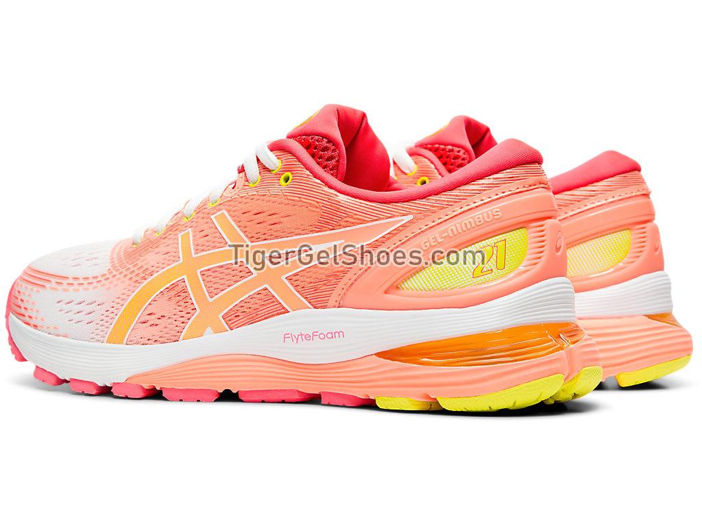 Asics GEL-NIMBUS 21 SP White/Sun Coral 1012A611-100 Womens Running Shoes