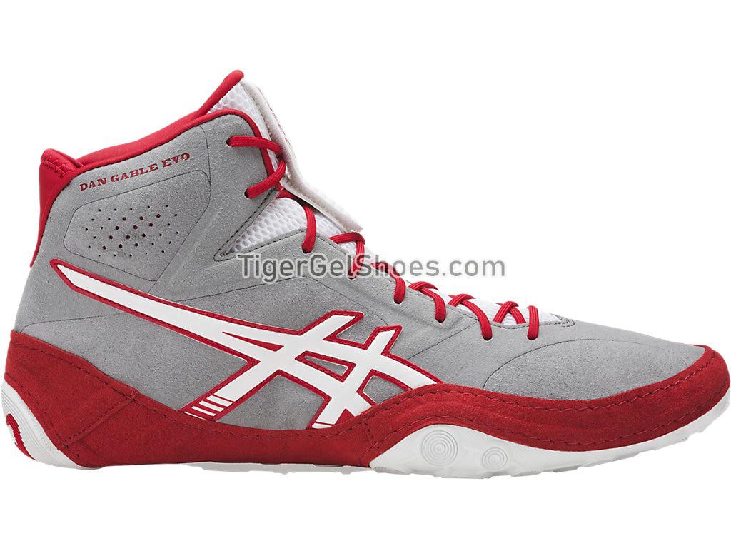 Asics Dan Gable Evo Aluminum/White/Classic Red J700Y-9601 Womens Mens Wrestling Shoes