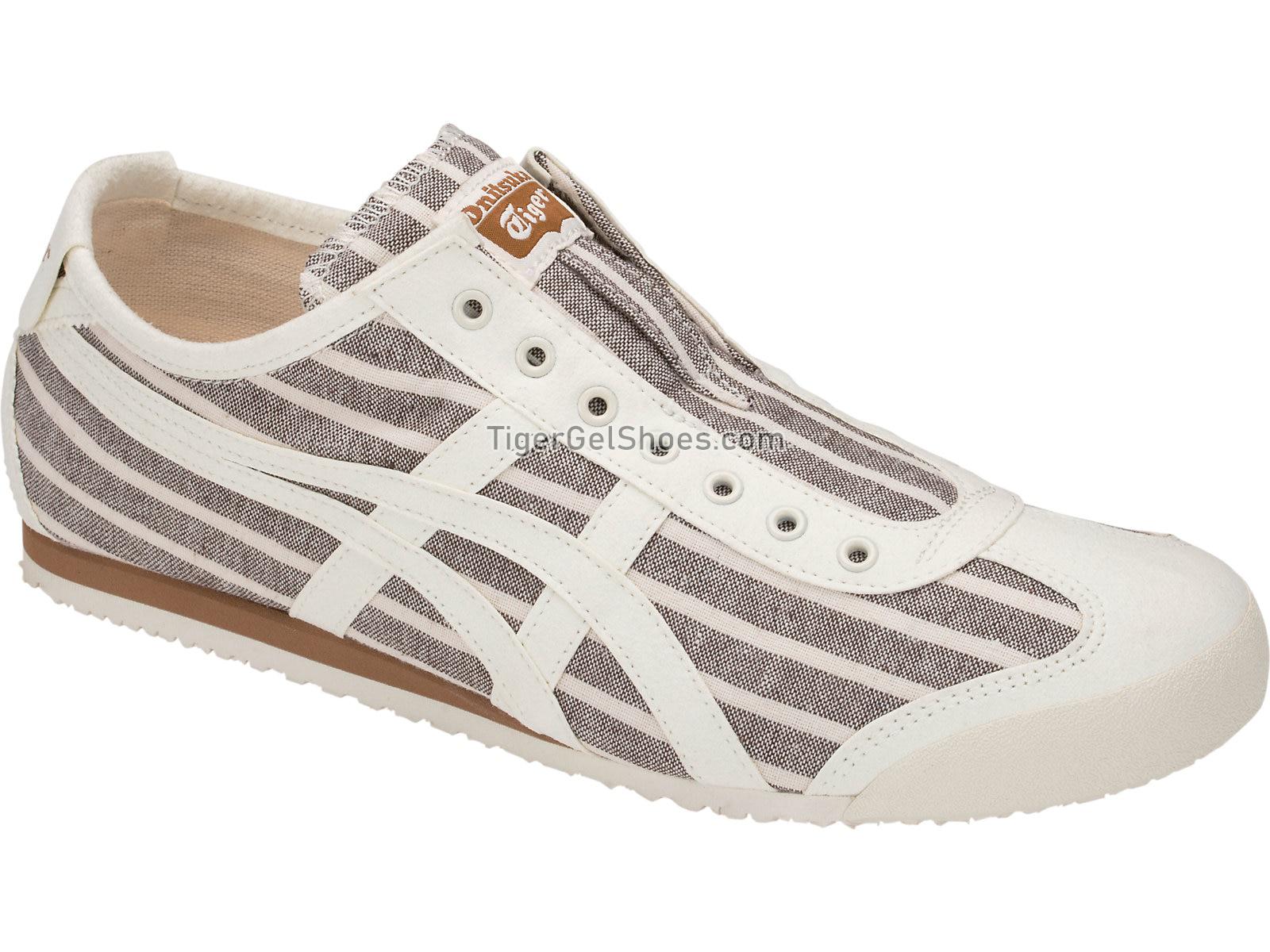 Onitsuka Tiger MEXICO 66 SLIP-ON Brown Stripes/White 1183A239-201 Mens Womens Shoes