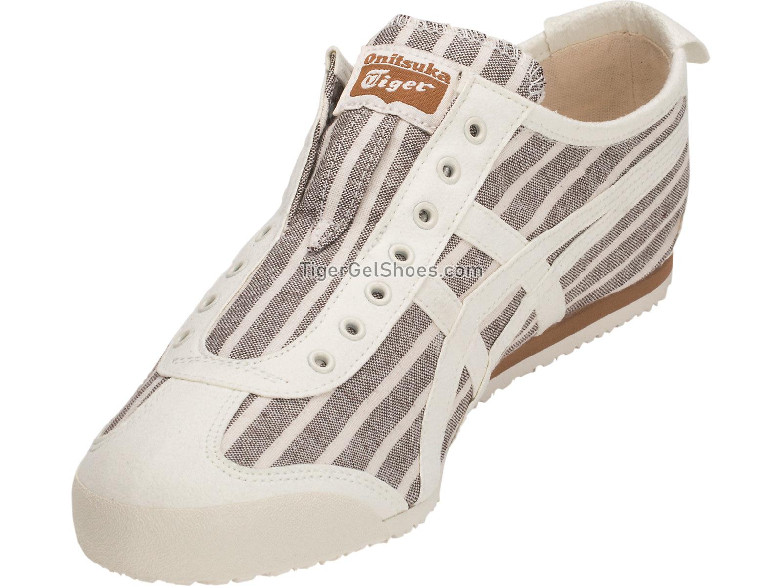Onitsuka Tiger MEXICO 66 SLIP-ON Brown Stripes/White 1183A239-201 Mens Womens Shoes