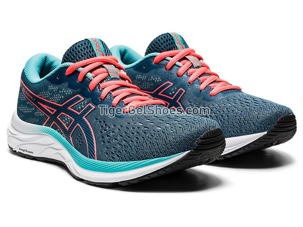 Asics GEL-Excite 7 Magnetic Blue/Sunrise Red 1012A562-404 Womens Running Shoes