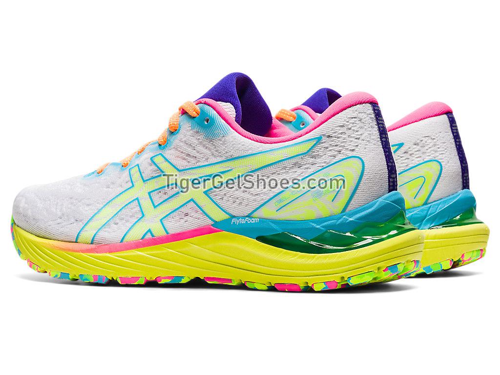 Asics GEL-CUMULUS 23 White/Safety Yellow 1012B245-100 Womens Running Shoes