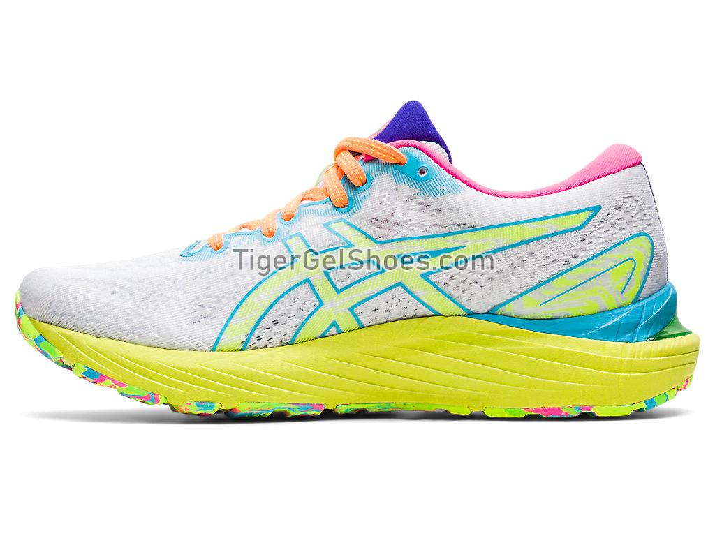 Asics GEL-CUMULUS 23 White/Safety Yellow 1012B245-100 Womens Running Shoes