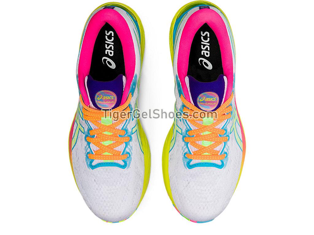 Asics GEL-CUMULUS 23 White/Safety Yellow 1012B245-100 Womens Running Shoes