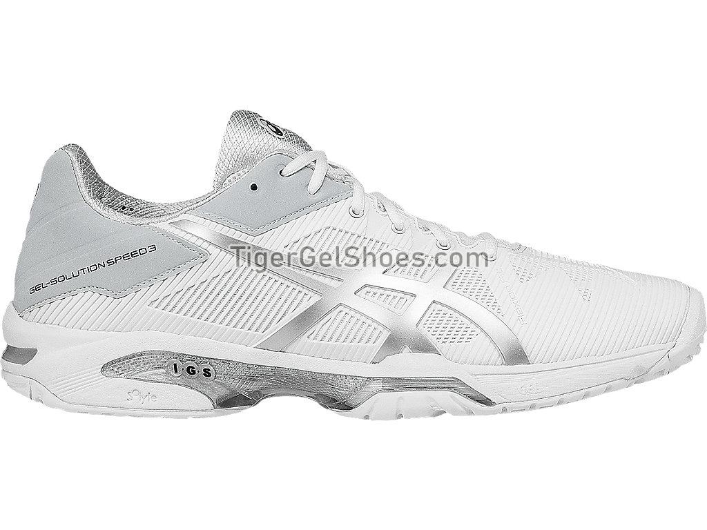 Asics GEL-Solution Speed 3 White/Silver E600N-0193 Mens Tennis Shoes