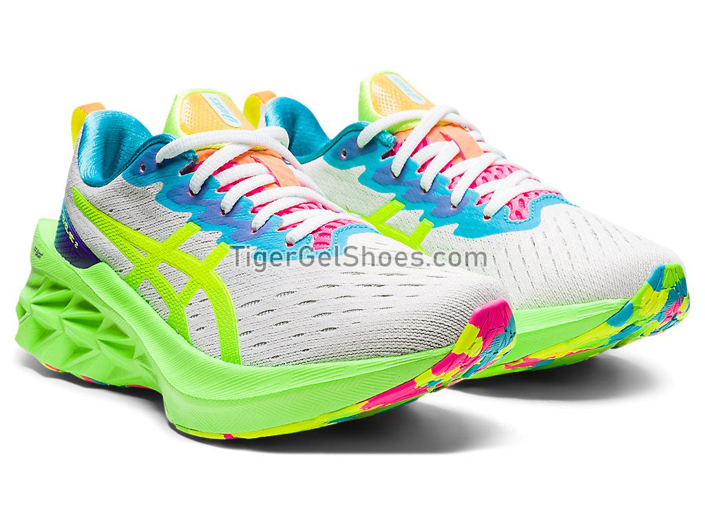 Asics NOVABLAST 2 White/Safety Yellow 1012B247-100 Womens Running Shoes