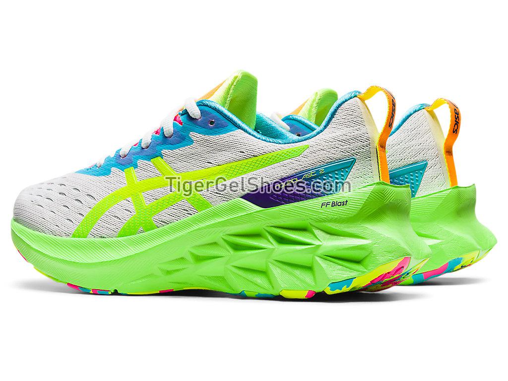 Asics NOVABLAST 2 White/Safety Yellow 1012B247-100 Womens Running Shoes
