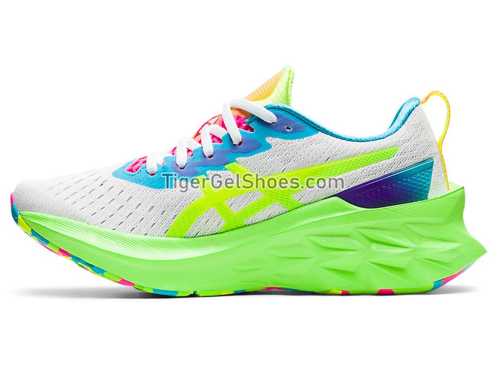 Asics NOVABLAST 2 White/Safety Yellow 1012B247-100 Womens Running Shoes