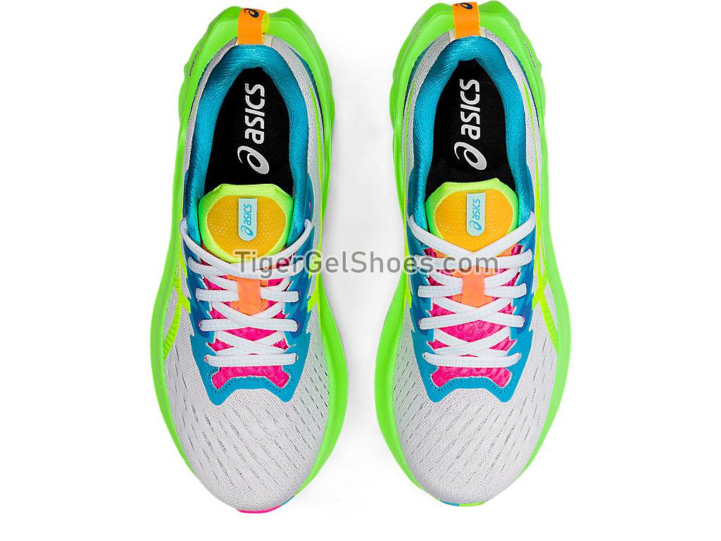 Asics NOVABLAST 2 White/Safety Yellow 1012B247-100 Womens Running Shoes