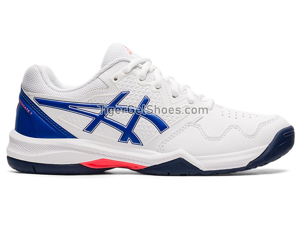 Asics GEL-DEDICATE 7 White/Lapis Lazuli Blue 1042A167-101 Womens Tennis Shoes