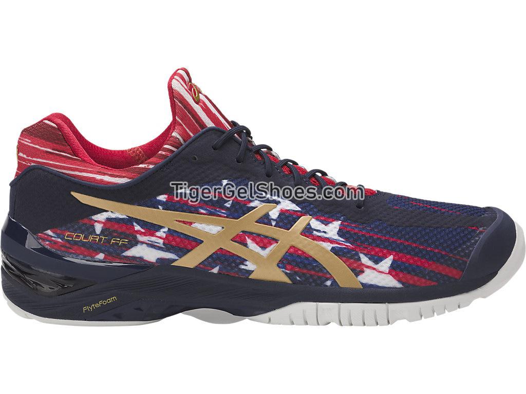 Asics GEL-Court FF L.E. Indigo Blue/Rich Gold/Prime Red E714N-4994 Womens Mens Tennis Shoes