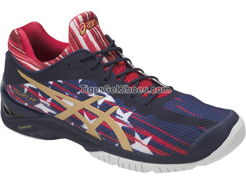 Asics GEL-Court FF L.E. Indigo Blue/Rich Gold/Prime Red E714N-4994 Womens Mens Tennis Shoes