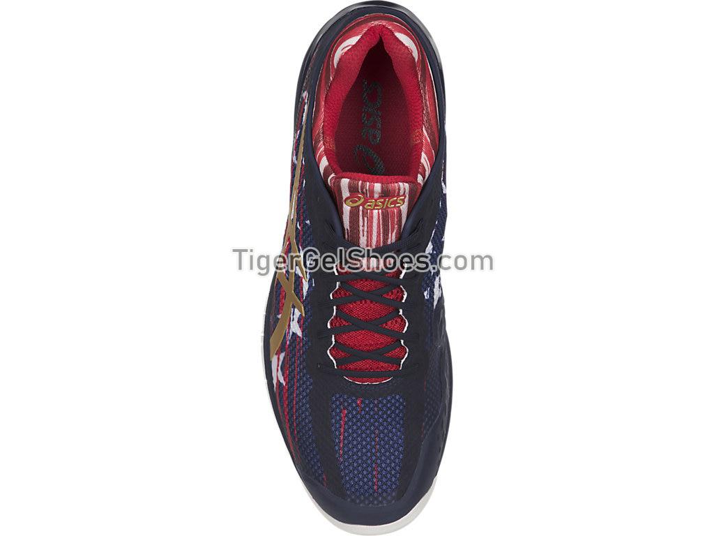 Asics GEL-Court FF L.E. Indigo Blue/Rich Gold/Prime Red E714N-4994 Womens Mens Tennis Shoes