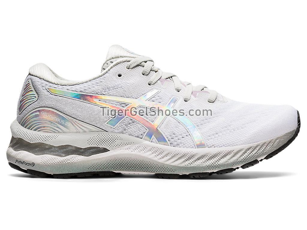 Asics GEL-NIMBUS 23 PLATINUM Glacier Grey/White 1012B132-020 Womens Running Shoes