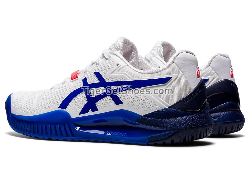 Asics GEL-Resolution 8 White/Lapis Lazuli Blue 1042A072-107 Womens Tennis Shoes