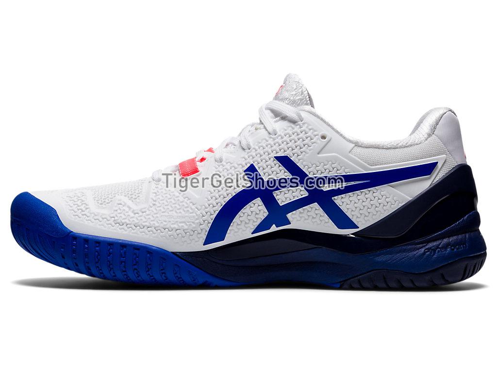Asics GEL-Resolution 8 White/Lapis Lazuli Blue 1042A072-107 Womens Tennis Shoes