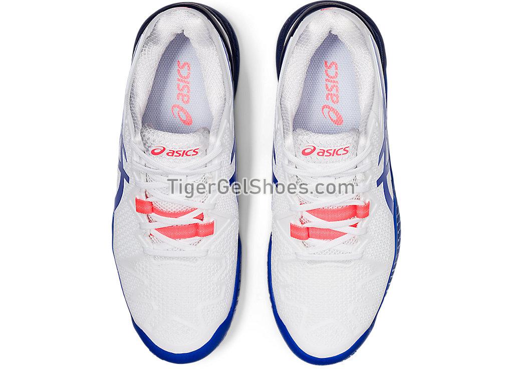 Asics GEL-Resolution 8 White/Lapis Lazuli Blue 1042A072-107 Womens Tennis Shoes