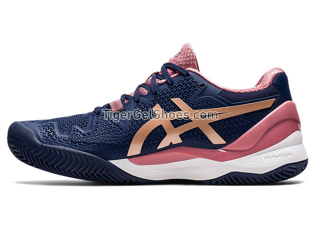 Asics GEL-Resolution 8 Clay Peacoat/Rose Gold 1042A070-404 Womens Tennis Shoes