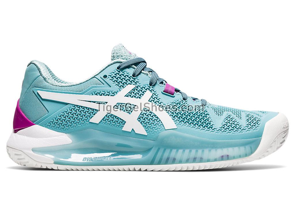 Asics GEL-Resolution 8 Clay Smoke Blue/White 1042A070-403 Womens Tennis Shoes