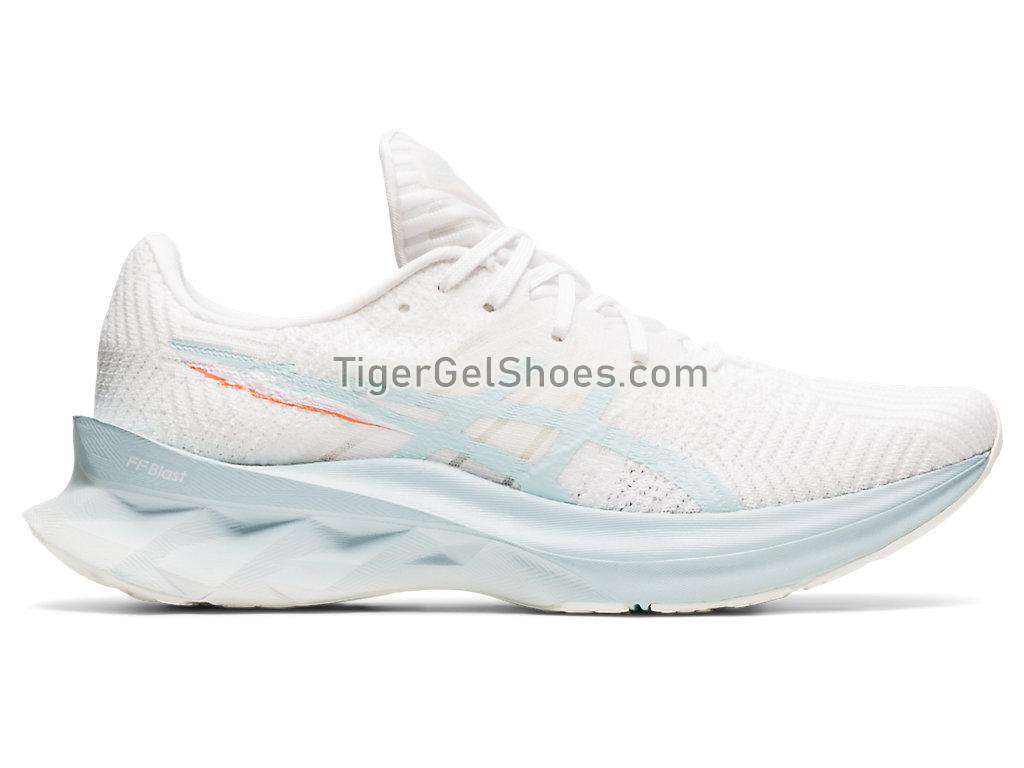 Asics NOVABLAST White/Aqua Angel 1012B006-100 Womens Running Shoes