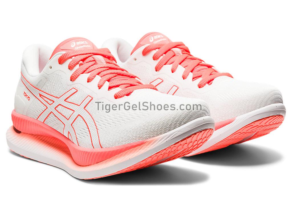 Asics GLIDERIDE White/Sunrise Red 1012A943-100 Womens Running Shoes