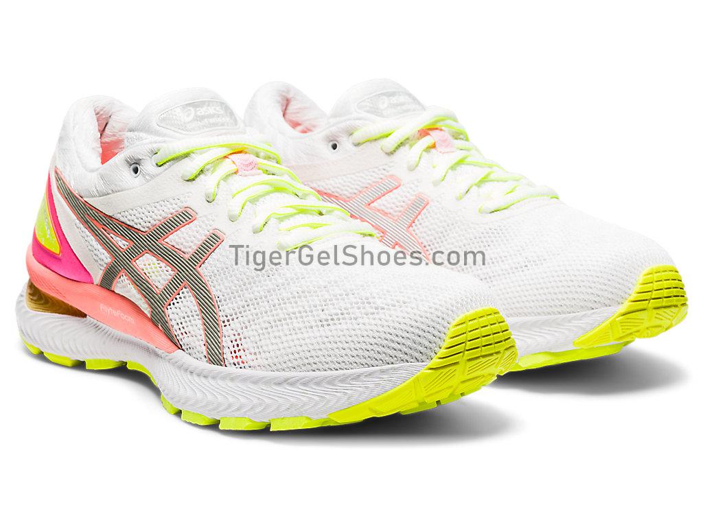 Asics GEL-NIMBUS 22 LITE-SHOW White/Sun Coral 1012A766-100 Womens Running Shoes