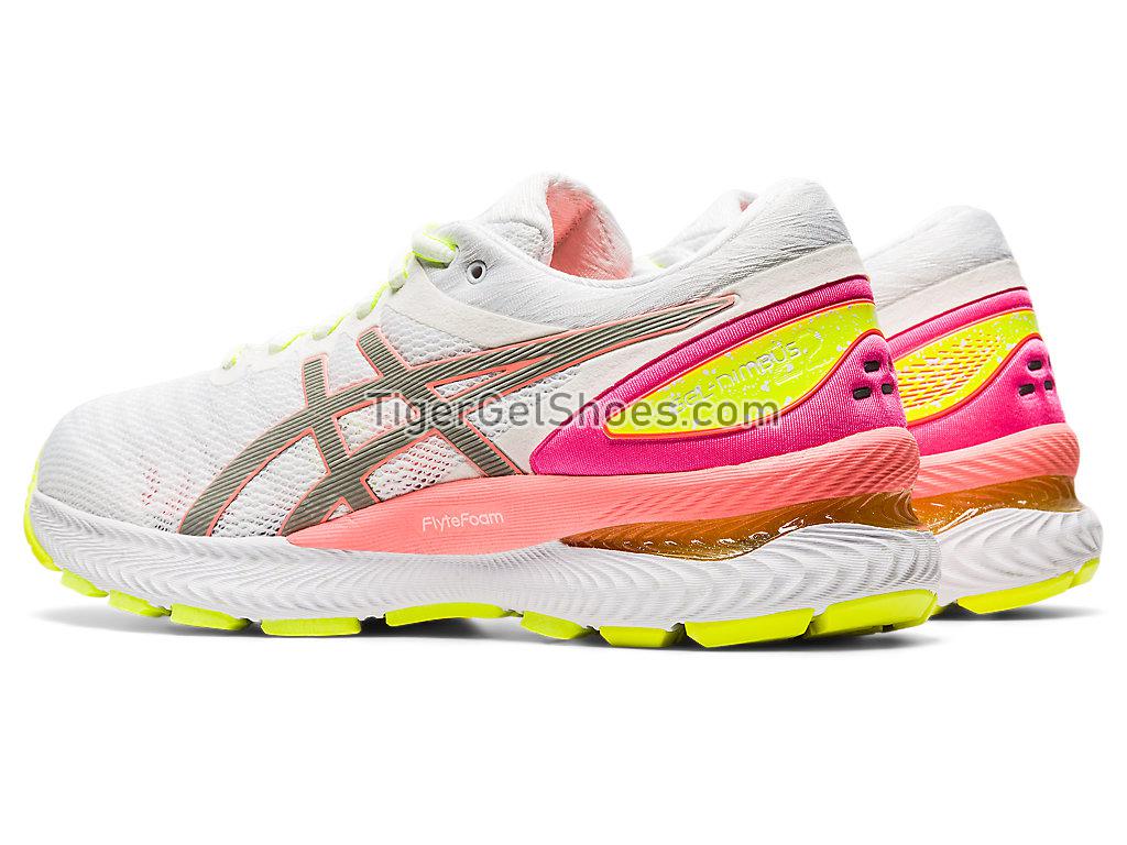 Asics GEL-NIMBUS 22 LITE-SHOW White/Sun Coral 1012A766-100 Womens Running Shoes