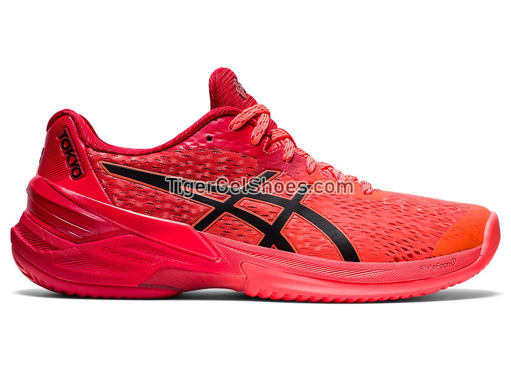 Asics SKY ELITE FF TOKYO Sunrise Red/Eclipse Black 1052A047-701 Womens Volleyball Shoes