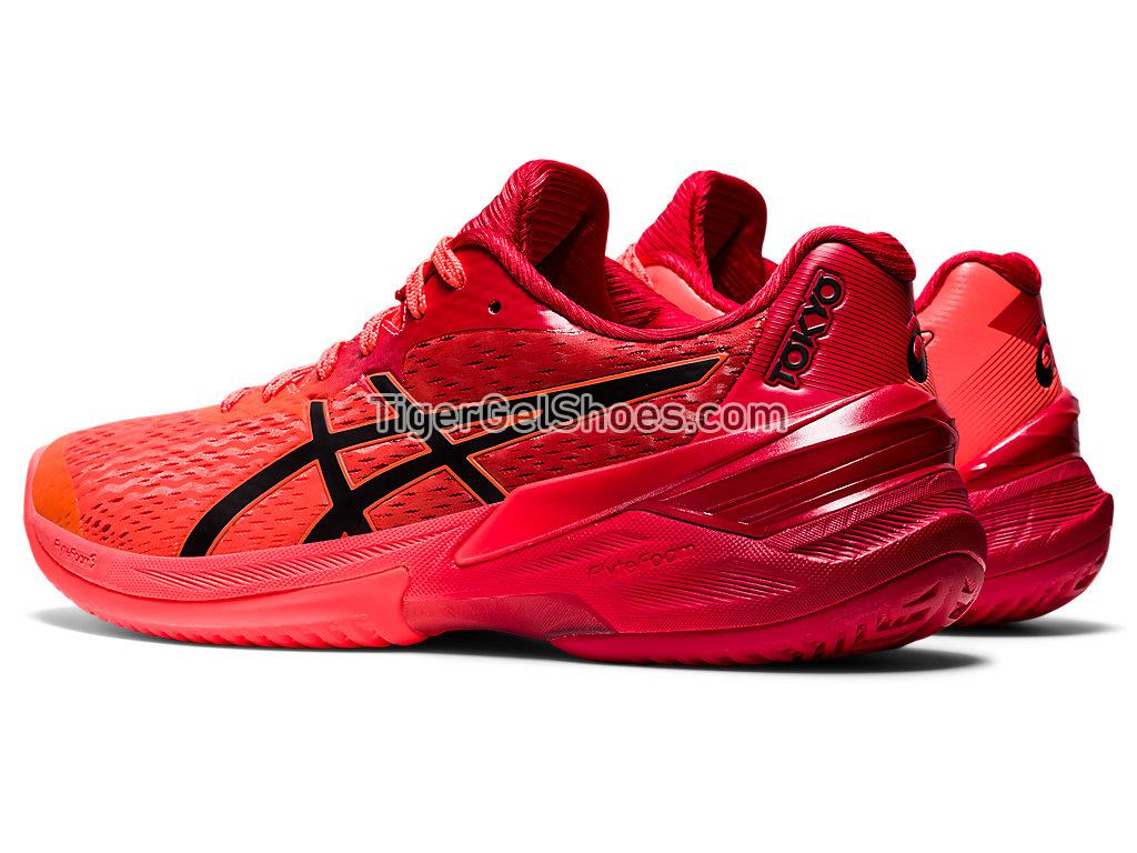 Asics SKY ELITE FF TOKYO Sunrise Red/Eclipse Black 1052A047-701 Womens Volleyball Shoes