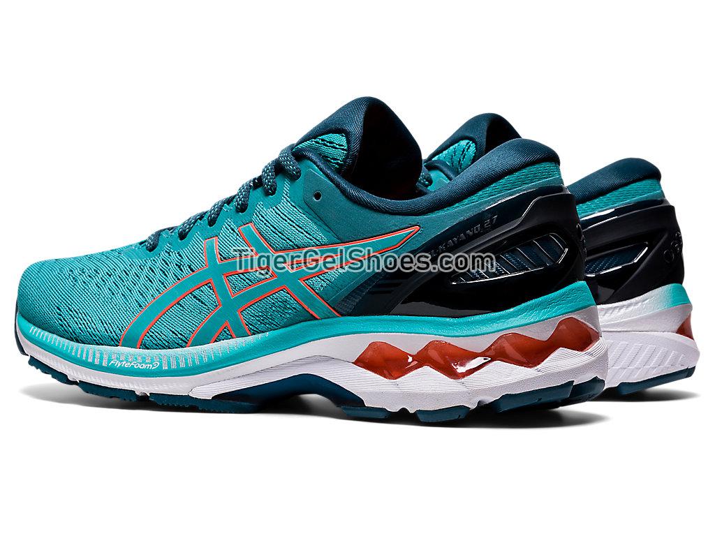 Asics GEL-KAYANO 27 Techno Cyan/Sunrise Red 1012A649-300 Womens Running Shoes