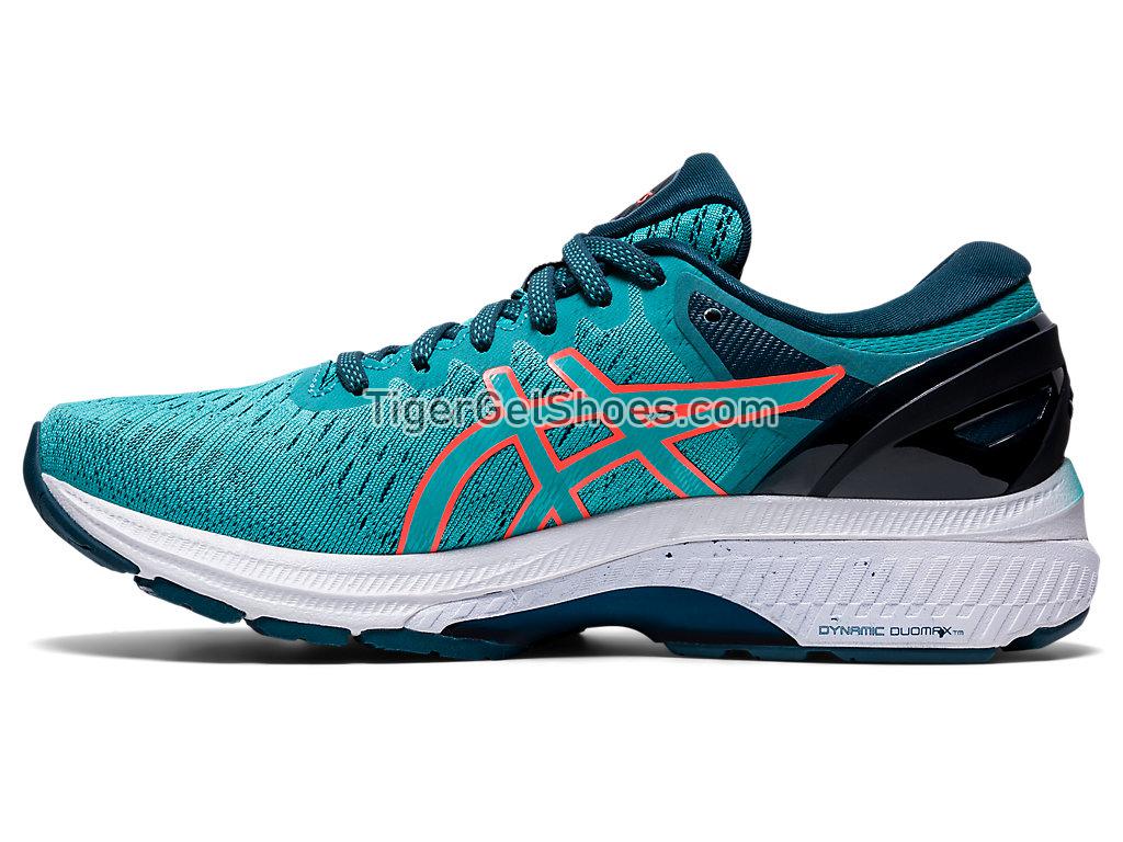 Asics GEL-KAYANO 27 Techno Cyan/Sunrise Red 1012A649-300 Womens Running Shoes