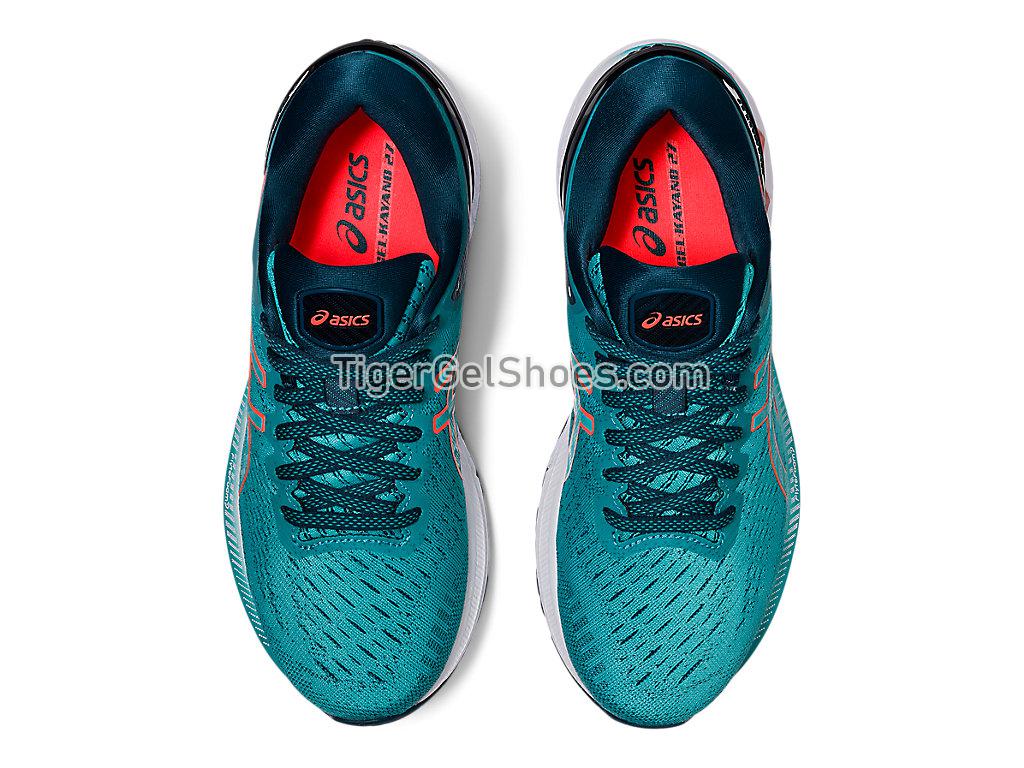 Asics GEL-KAYANO 27 Techno Cyan/Sunrise Red 1012A649-300 Womens Running Shoes