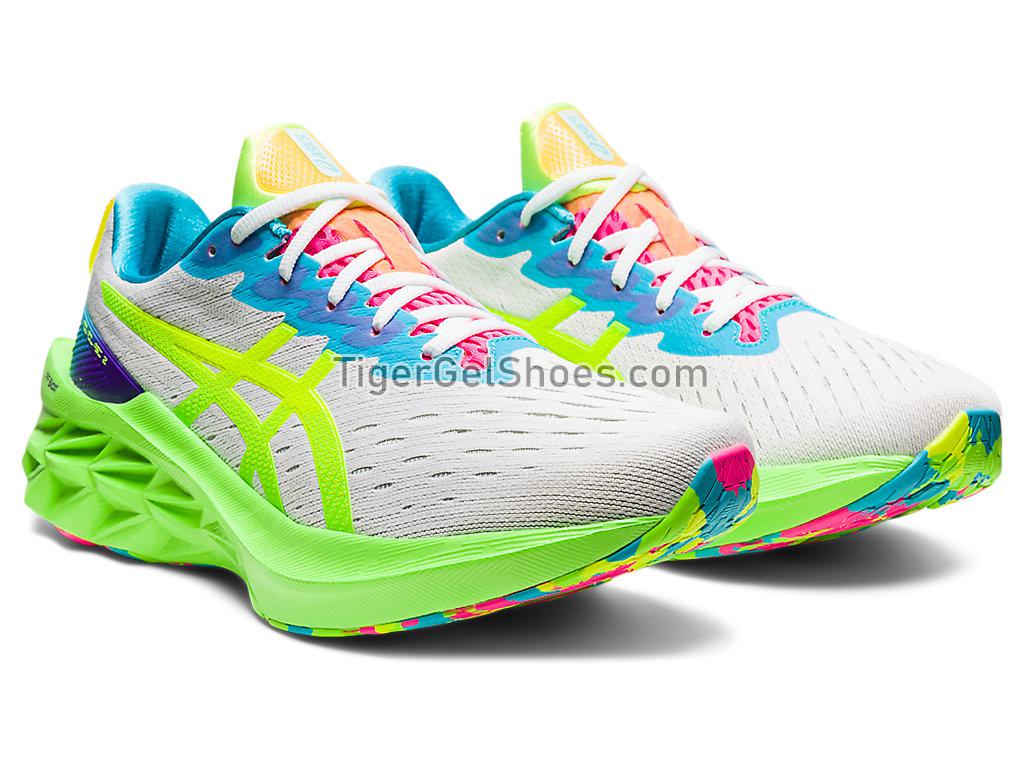 Asics NOVABLAST 2 White/Safety Yellow 1011B418-100 Mens Running Shoes