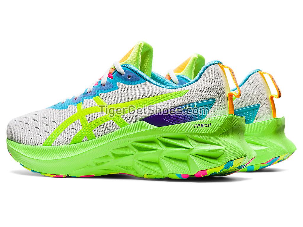 Asics NOVABLAST 2 White/Safety Yellow 1011B418-100 Mens Running Shoes