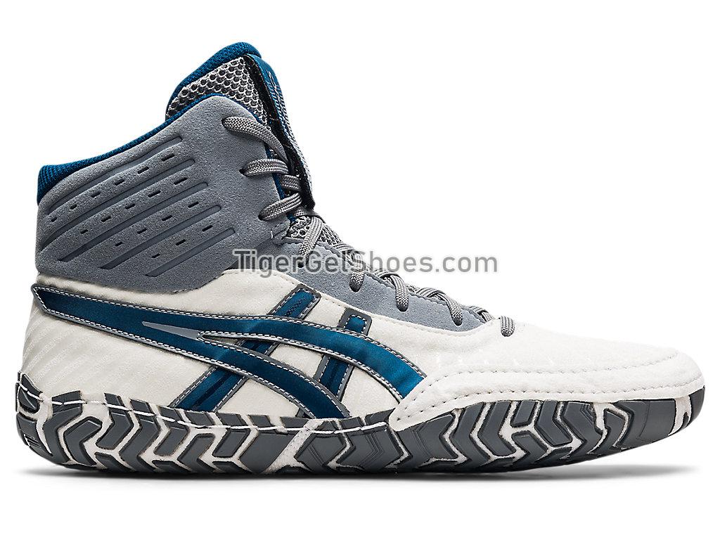 Asics Aggressor 4 White/Mako Blue 1081A001-103 Mens Wrestling Shoes