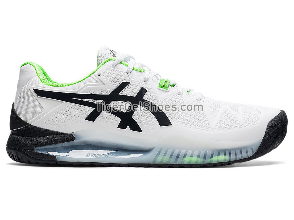 Asics GEL-RESOLUTION 8 (2E) White/Green Gecko 1041A113-105 Mens Tennis Shoes