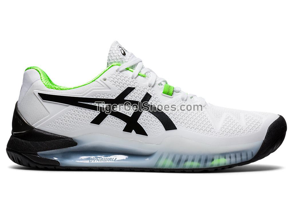 Asics GEL-Resolution 8 White/Green Gecko 1041A079-105 Mens Tennis Shoes