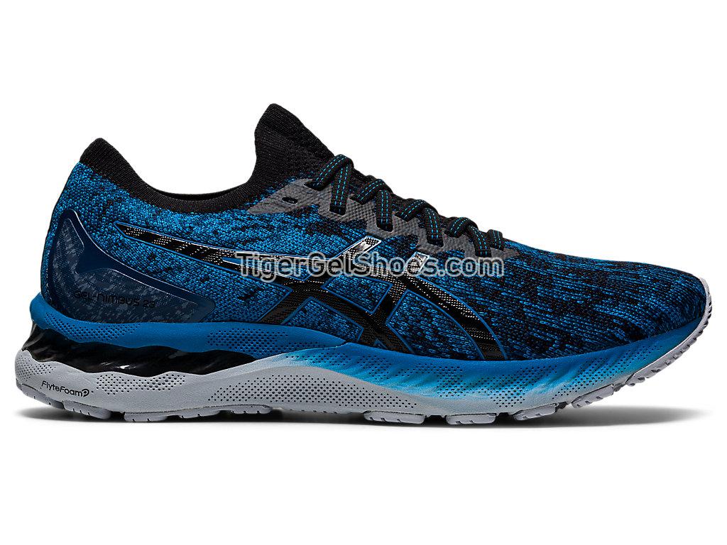 Asics GEL-NIMBUS 23 KNIT Reborn Blue/Black 1011B008-400 Mens Running Shoes