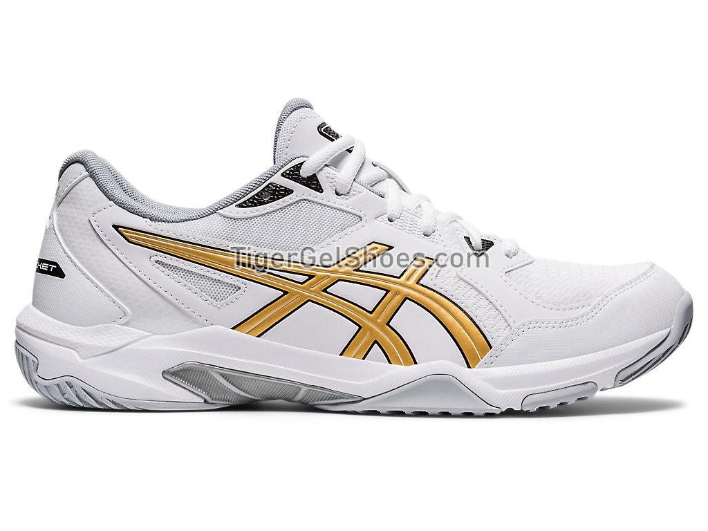 Asics GEL-ROCKET 10 White/Pure Gold 1071A054-103 Mens Volleyball Shoes