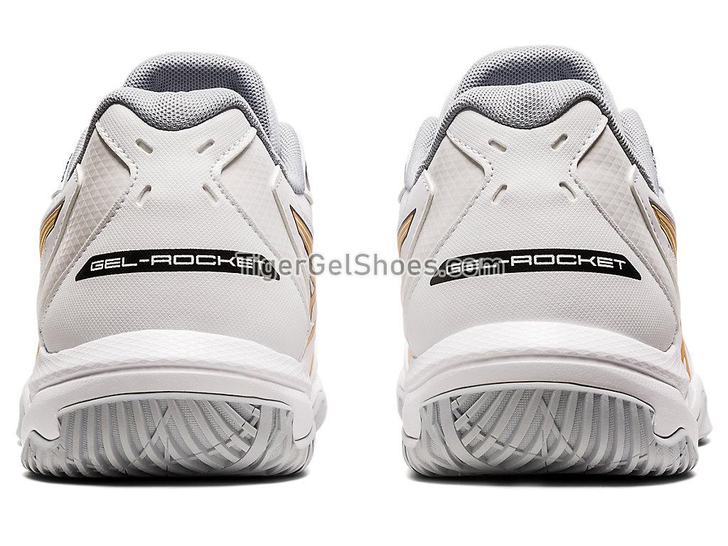 Asics GEL-ROCKET 10 White/Pure Gold 1071A054-103 Mens Volleyball Shoes