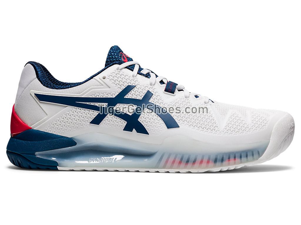 Asics GEL-RESOLUTION 8 (2E) White/Mako Blue 1041A113-103 Mens Tennis Shoes Asics GEL-RESOLUTION 8 (2E) White/Mako Blue 1041A113-103 Mens Tennis Shoes